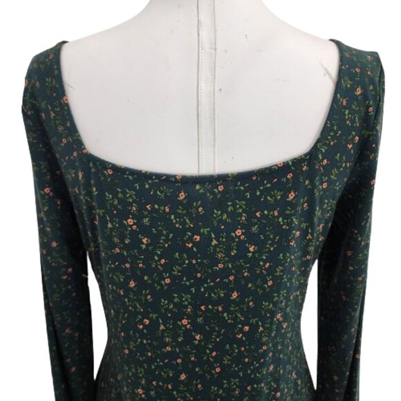 Reformation Anjeline Green Floral LS Bodycon Mini Dress - Picture 5 of 10